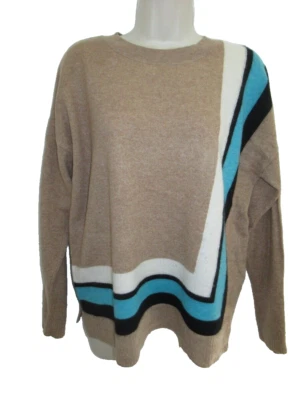 Suéter Charter Club luxo 100% cashmere camelo gola redonda aquática tamanho M - Imagem 1 de 4