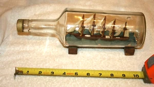 Vintage old Antique Ship in a Bottle Maritime Folk Art 5 Mast Clipper Marine - Picture 1 of 19