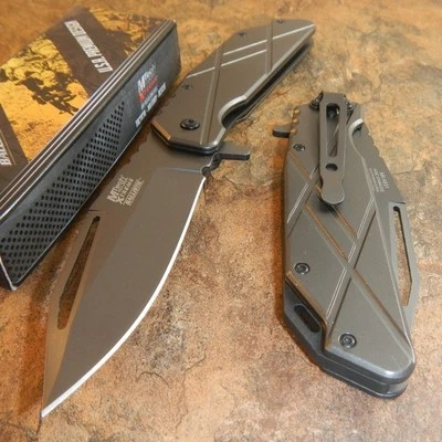 Navaja de Bolsillo Táctica Asistida por Resorte MTech XTREME GRIS HOJA Y MANGO Recubierta en Ti Foto 1 de 2