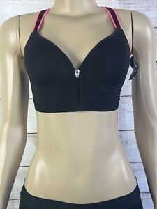 V 1969 Versace Women Black With Pink Front Zip Sports Bra Size M NWT