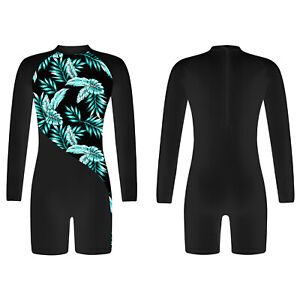 Kids Girls Swimsuit Print Swimwear Bodysuit Surfing Suit Rash Guard Wetsuit