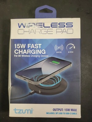 Almohadilla de carga inalámbrica tzumi 10 W, carga rápida, para todos los dispositivos QI, con cable de 3 pies Foto 1 de 3