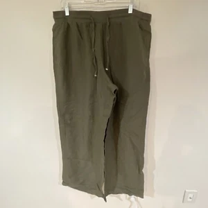 NWT Lane Bryant Olive Green Joggers Pockets Drawstring Woman’s 18/20 Linen - Picture 1 of 8