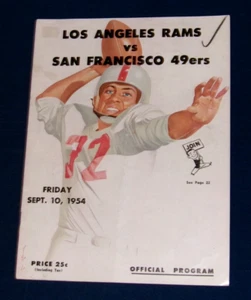 Programme football Los Angeles Rams vs San Francisco 49ers, 10 septembre 1954 - Photo 1/7