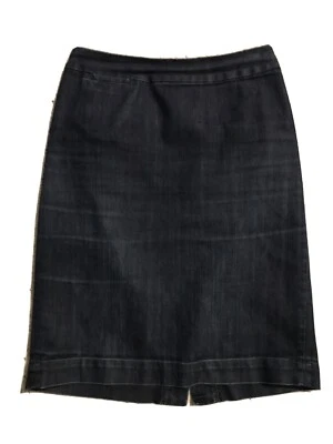 Falda Lápiz Denim Azul Oscuro Coldwater Creek Modesta Frente Plano Talla 8 (Cintura 28") Foto 1 de 4