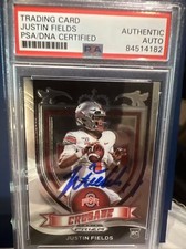 Justin Fields Signed 2021 Panini Prizm Draft Picks Crusade RC PSA AA