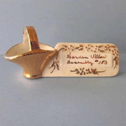 Ceramic BASKET Gold Wash Nut Dish Cup Party Miniature Garden Villas Vintage Cover