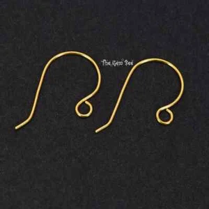 14K Solid Yellow Gold 24 Gauge French Hook Earwires with Ends 15mmx16mm PAIR - Picture 1 of 12