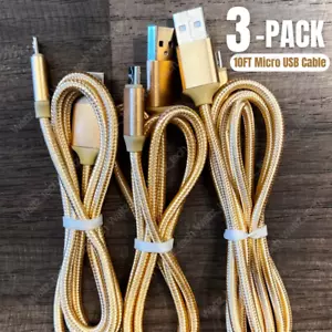 3-Pack 10FT Micro USB Charger Fast Charging Cable Cord For Samsung Android Phone - Picture 1 of 11