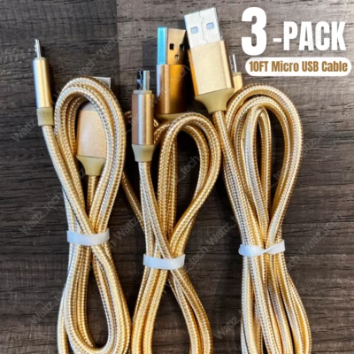 3-Pack 10FT Micro USB Charger Fast Charging Cable Cord For Samsung Android Phone - Image 1 of 4