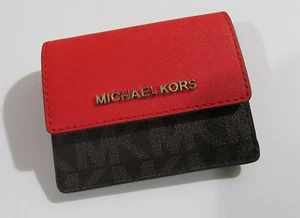 Michael Kors Jet Set Reise Leder Kartenetui Ausweis Schlüsselhalter braun/dunkel Sangria - Bild 1 von 7