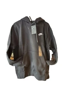 NIKE STANDARD FIT BLACK HOODED PULLOVER SWEATSHIRT SZ M BV2654 W/ NIKE LOGO - Picture 1 of 4