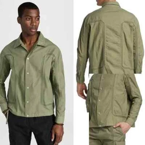 John Elliott Vintage Frame Shirt Raw-Edged Inlay Detail Streetwear Olive XL NWT - Picture 1 of 15