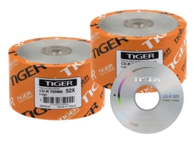 SPECIAL! 100-Pack Tiger 52X Logo CD-R Blank Disc 700MB FREE SHIPPING - Image 1 of 3