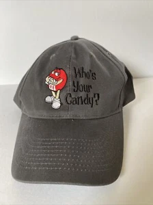 VINTAGE Gray with Red M&Ms Hat Cap One Size By Otto “Who’s Your Candy?” - Picture 1 of 6
