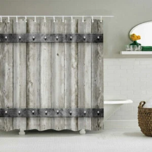 Vecchia tenda doccia porta fienile casale arredo bagno vintage con ganci 72 in - Foto 1 di 7