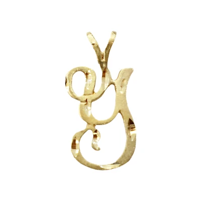 Colgante Collar Colgante Oro Amarillo 14K Escritura Inicial Letra Y Dije ~ 0.7 Foto 1 de 4