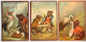 Antique Trade Cards 1881 Anthropomorphic Animal Geo Hayes Lot of 3 - Picture 1 of 5
