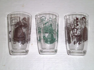 "TRES gafas de jugo ""Victorian"" Swanky Swig 3,75" mediados del siglo XX ¡GENIALES! - Imagen 1 de 5