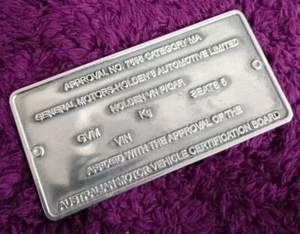 Holden Sedan Tag Built Dog tag Vin standard Special Utility VN, HSV APPROVAL TAG - Picture 1 of 7