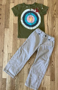 CrewCuts Boys Glow In The Dark T Shirt Janie & Jack Corduroy Tan Pants Sz 5 Lot - Picture 1 of 2