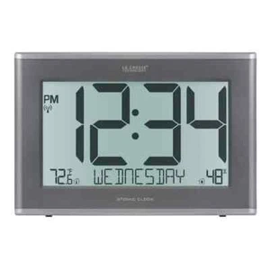 Large Gray Atomic Digital Alarm Clock With Indoor Temperature Humidity Display - Picture 1 of 7