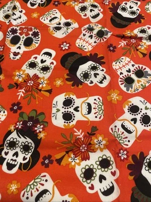 Tecido de algodão Sugar Skulls Fat Quarter 18”x21”. Novo - Imagem 1 de 2
