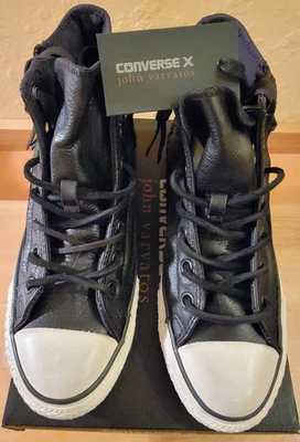 匡威 Converse X John Varvatos CT Dbl 拉链皮革高黑色 142955C U5/W7 全新带盒 免运费 — 第 1/4 张图片