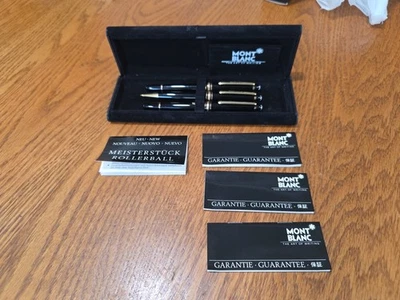 Juego de 3 piezas Mont Blanc Meisterstuck pluma estilográfica rodillo lápiz mecánico con alemán Foto 1 de 4