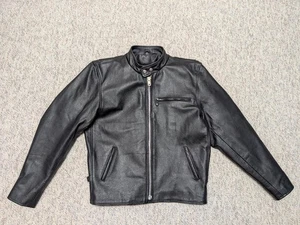 Chaqueta de moto vintage años 90 CAFE RACER cuero negro 42 cuero de vaca BIKER harley - Imagen 1 de 9