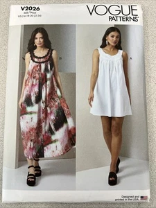 UNCUT Vogue V2026 Misses Loose Fit, Flare Tent Dress U5 (16-24) Sewing Pattern - Picture 1 of 2