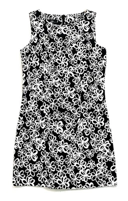 Vestido AGB, preto e branco com estampa floral sem mangas nas costas, tamanho 16 - Imagem 1 de 4