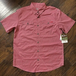 NWT Drake Frat Gingham Check Red & White Button Up Short Sleeve Men’s Medium - Picture 1 of 12