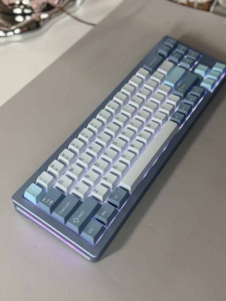 Womier SK71 Gaming Keyboard Aluminum Wireless Mechanical Keyboard Silver Blue - Image 1 of 4