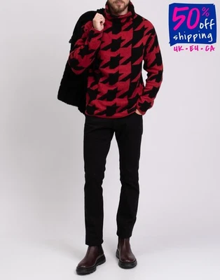 RRP€550 EMPORIO ARMANI Pullover Jumper Size M Cashmere Blend Houndstooth - Image 1 of 4