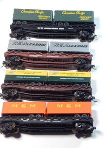 4) ATLAS FLAT CARS W/PIGGY BACK TRAILERS NO BOX N GAUGE GREAT SHAPE #2 LQQK - Picture 1 of 3