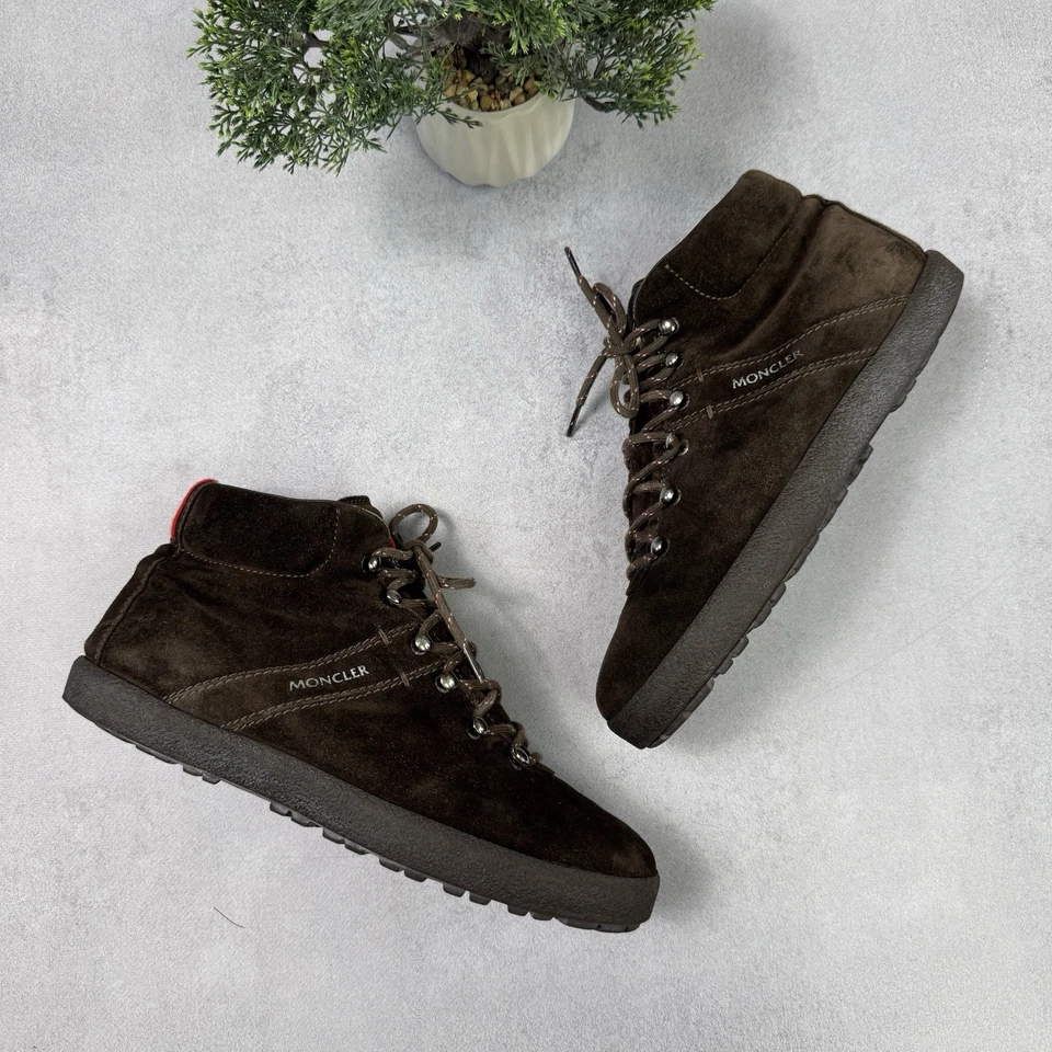 Moncler Hombres Marrón Alto Gamuza Bota Talla 42 EE. UU. 9  Foto 1 de 4