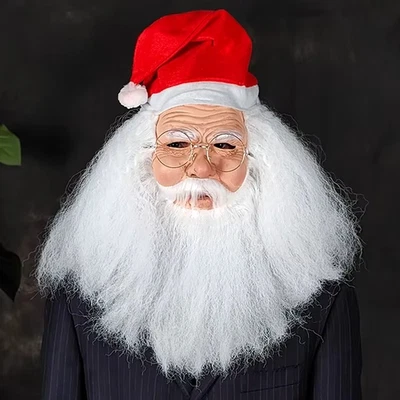 Óculos e máscara popular barbudo Papai Noel máscara festa brincadeiras e Natal engraçado - Imagem 1 de 4