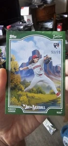 2025 Topps Bob Ross Joy of Baseball Rhett Lowder RC Sap Green /75 Reds - Picture 1 of 2