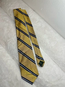 Corbata Lauren Ralph Lauren para hombre 100 % seda hecha en EE. UU. amarilla azul marino a rayas - Imagen 1 de 6