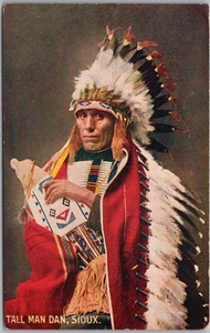 Tarjeta postal nativa americana de la serie india triolene de la década de 1900 "TALL MAN DAN, SIOUX" - Imagen 1 de 2