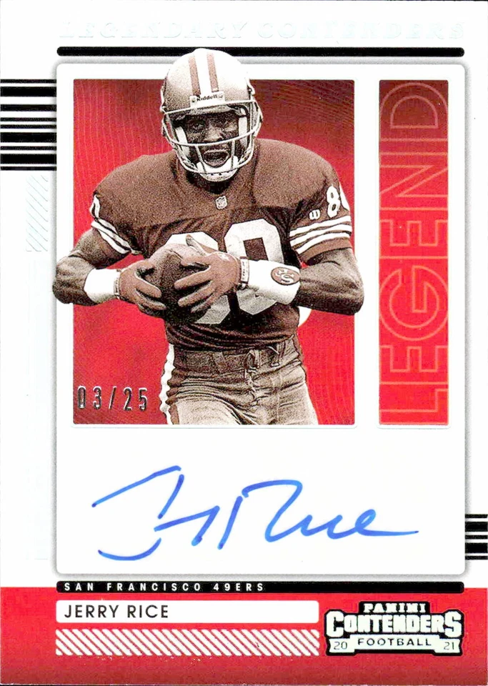 Autógrafos Panini Contenders 2021 #LCA-JRI Jerry Rice Legendary Contenders #/25 Foto 1 de 2