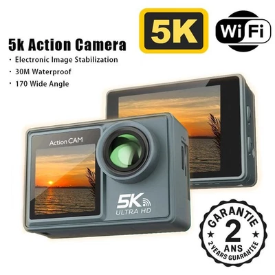 Action Kamera Sport Cam 5K@30fps 4K WiFi 128GB Stabilisierung EIS Wasserdicht 30M - Bild 1 von 4