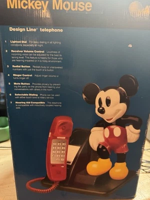 Teléfono fijo vintage Disney Mickey Mouse AT&T con caja (8H) Foto 1 de 3