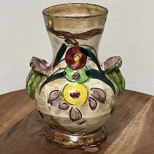 VTG Italian Sgraffito Vase Hand Painted Floral Colorful Signed G.T. Numbered - Picture 1 of 7