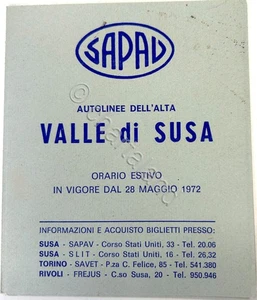 SAPAV - Sommerfahrplan Autolinee Alta Valle di Susa - 1972 - Bild 1 von 1