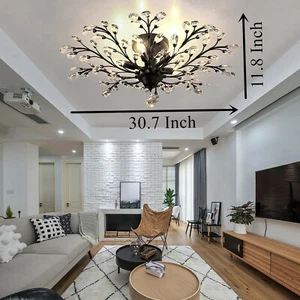 Vintage Crystal Pendant Lamp Flower Ceiling Light Fixture Chandelier Bedroom NEW - Picture 1 of 24