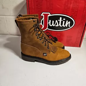 Justin Conductor Arbeitsstiefel 8" elektrisch weiche Spitze Arbeit 760 USA Herren Größe 10EE - Bild 1 von 6