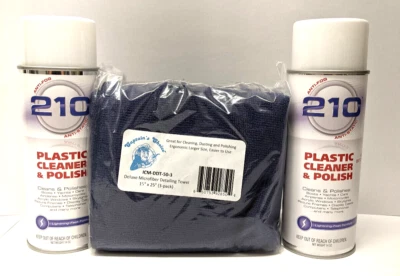 210 Plastic Cleaner & Polish 2-Pack & 3-Pack of Microfiber towels 15" x 25" - Image 1 of 2