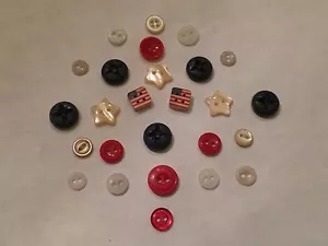VTG flag star red blue Button Lot Craft Embellish make Cards Scrapbook sewing - Picture 1 of 8